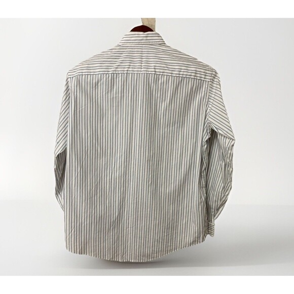 Christian Dior Monsieur Men’s 16 Blue Tan Stripe Button Up Long Sleeve Luxury - Picture 2 of 7